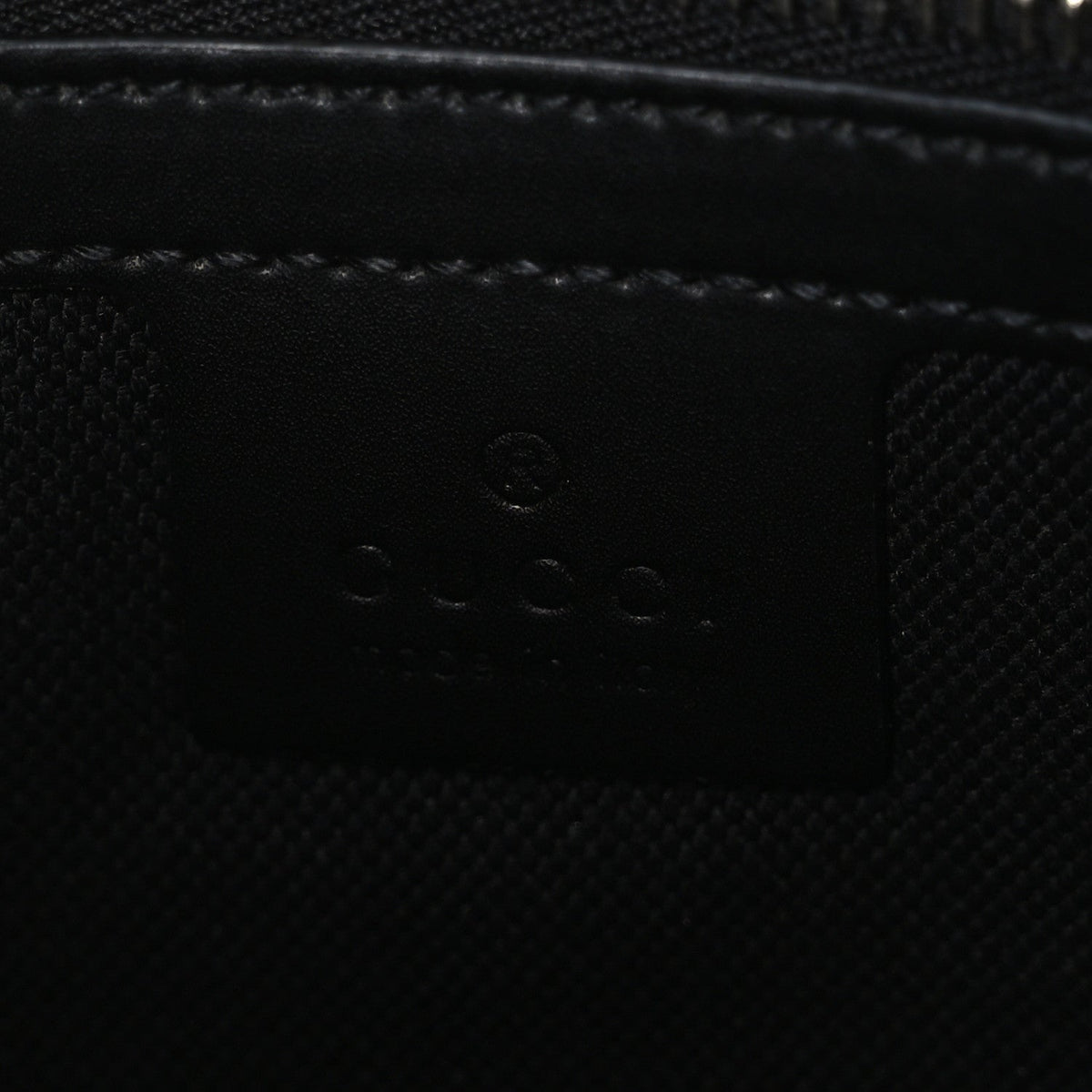 GG Supreme Monogram Appia Calfskin Web Flat Messenger Bag Black Grey