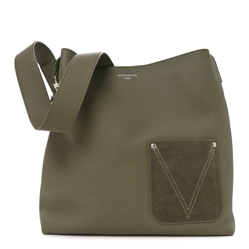 LV Touch Calfskin Reversible Verso Hobo H38  Khaki Green