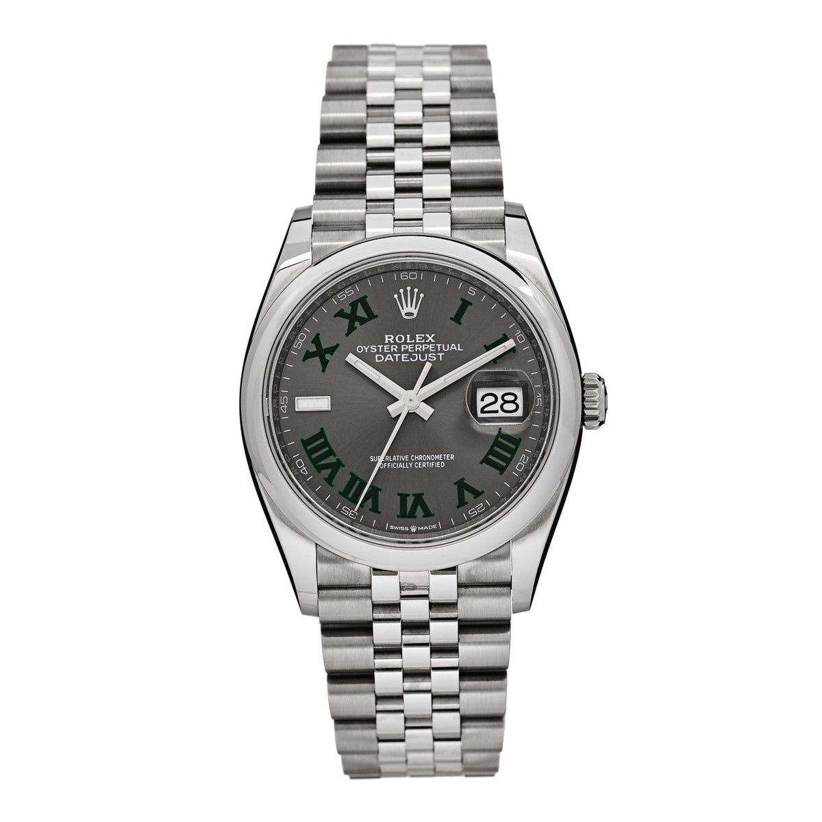 Stainless Steel 36mm Oyster Perpetual Wimbledon Datejust Watch Slate 126200