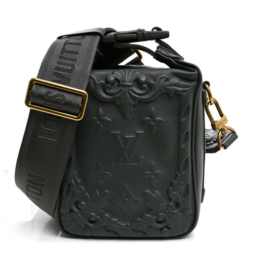 Calfskin Monogram Embossed Cruiser Messenger Dark Shadow Gray