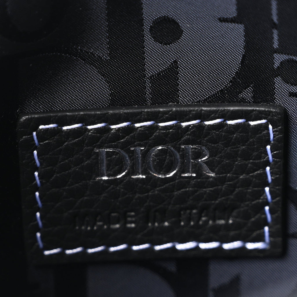 X KAWS Grained Calfskin Saddle Pouch Black