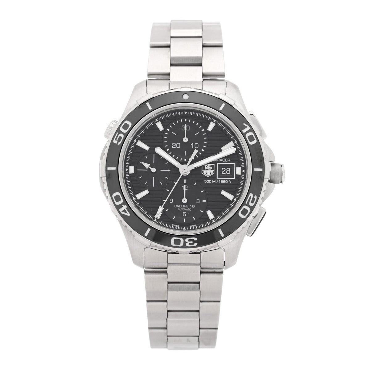 Stainless Steel 43mm Aquaracer 500M Automatic Watch Black CAK2110