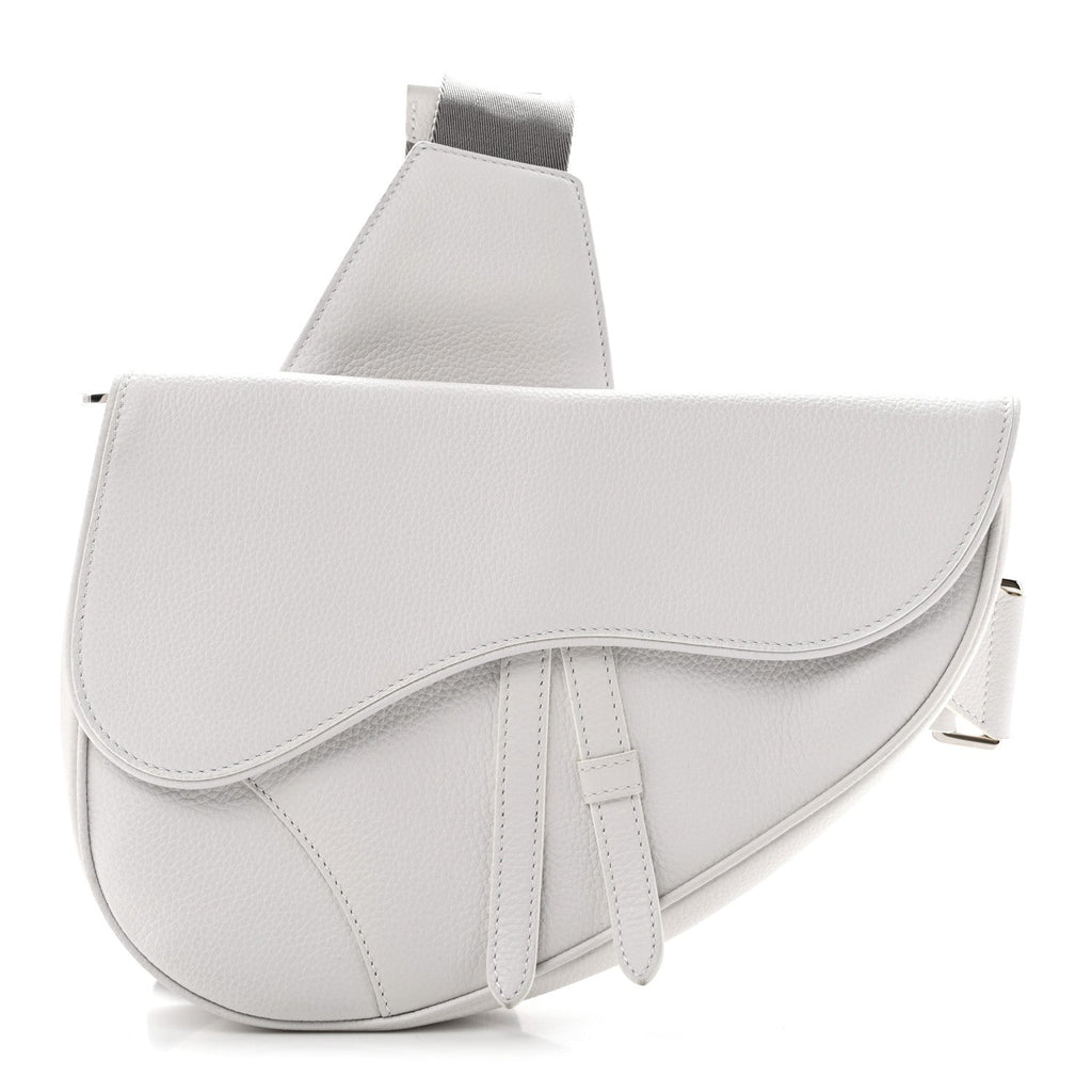 Grained Calfskin Mens Saddle Bag Latte