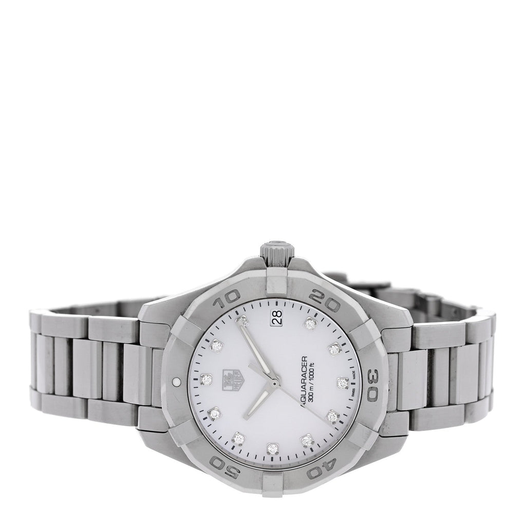 Stainless Steel Diamond Mother of Pearl 33mm Aquaracer Lady Quartz Watch WAF1313