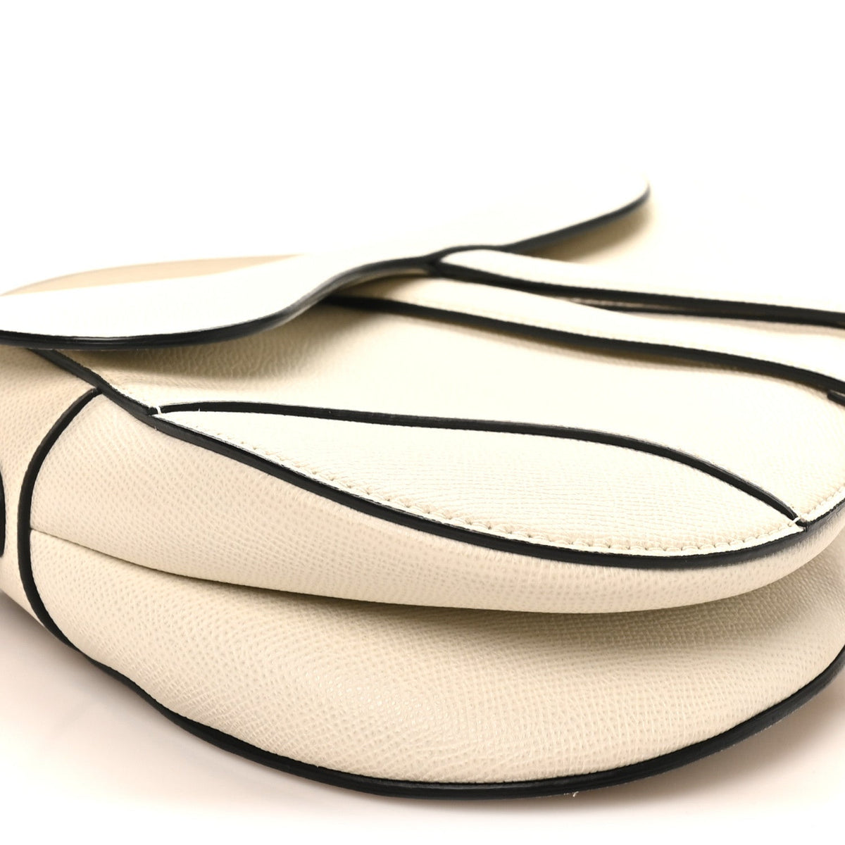 Grained Calfskin Saddle Bag White