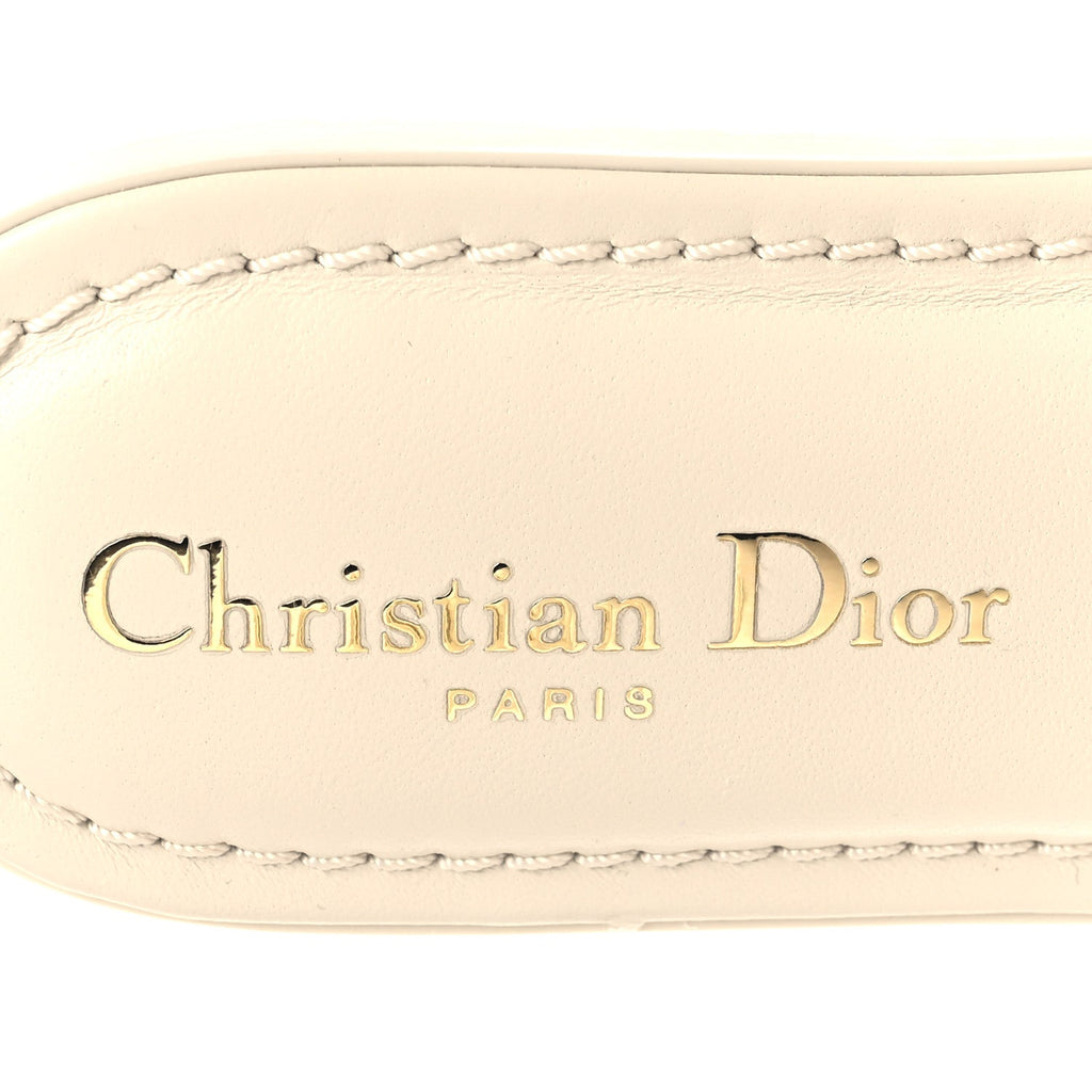 Lambskin Rubber Dioriviera Dioract Flat Slide Sandals 35 White