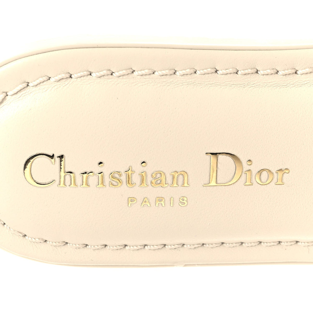 Lambskin Rubber Dioriviera Dioract Flat Slide Sandals 35 White