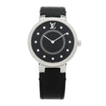Stainless Steel Epi Diamond 33mm Tambour Slim Quartz Watch Black