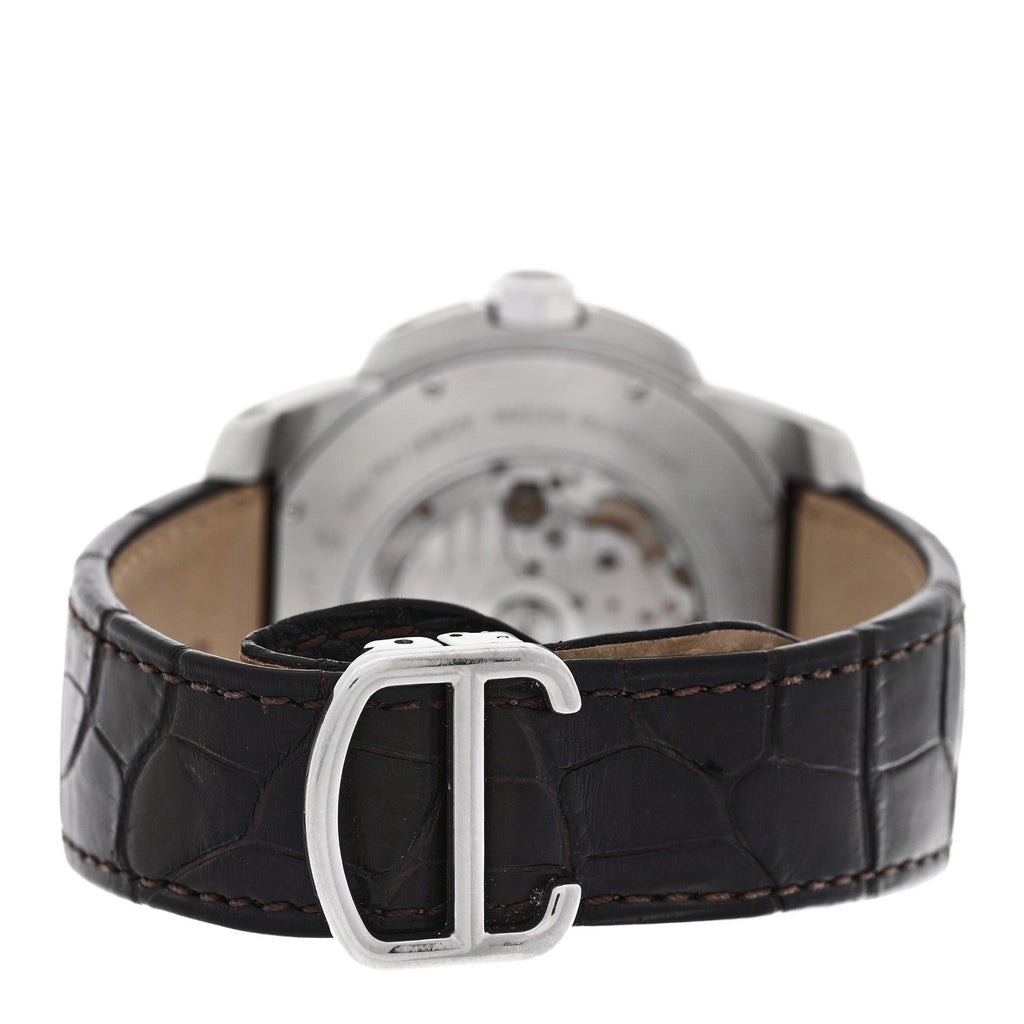 Stainless Steel 18K Pink Gold Alligator 42mm Calibre de Cartier Automatic Watch