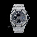 AP Royal Oak Offshore Chronograph Grey Dial White Standard Numerals Diamond Bezel Fully Iced Out Moissanite Watch