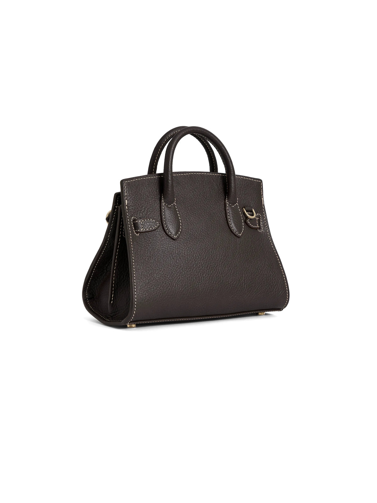 Town & Country Collection - Micro Top Handle Bag - Choc Pebbled Leather
