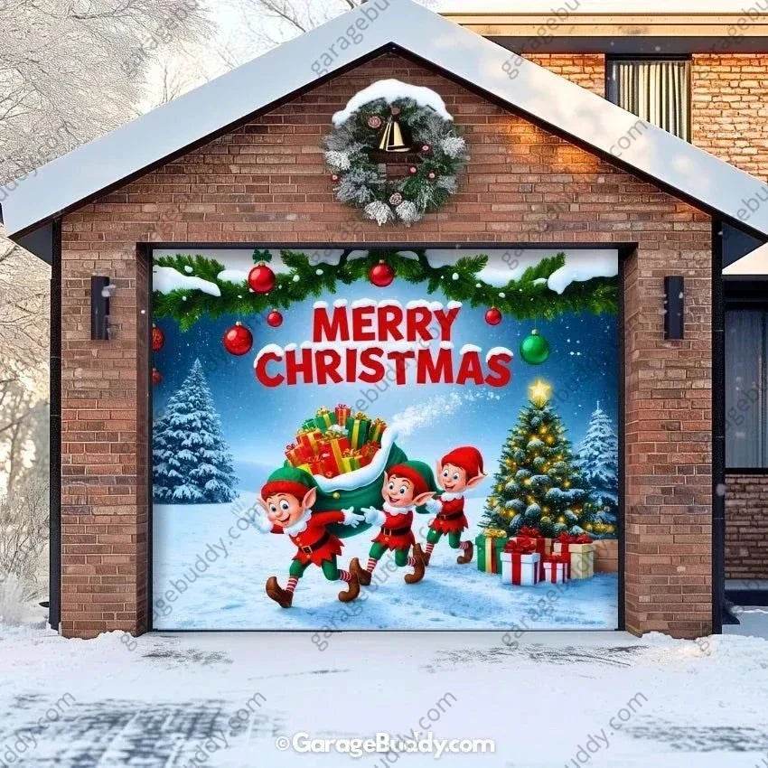Elf Village | Christmas Garage Door Cover