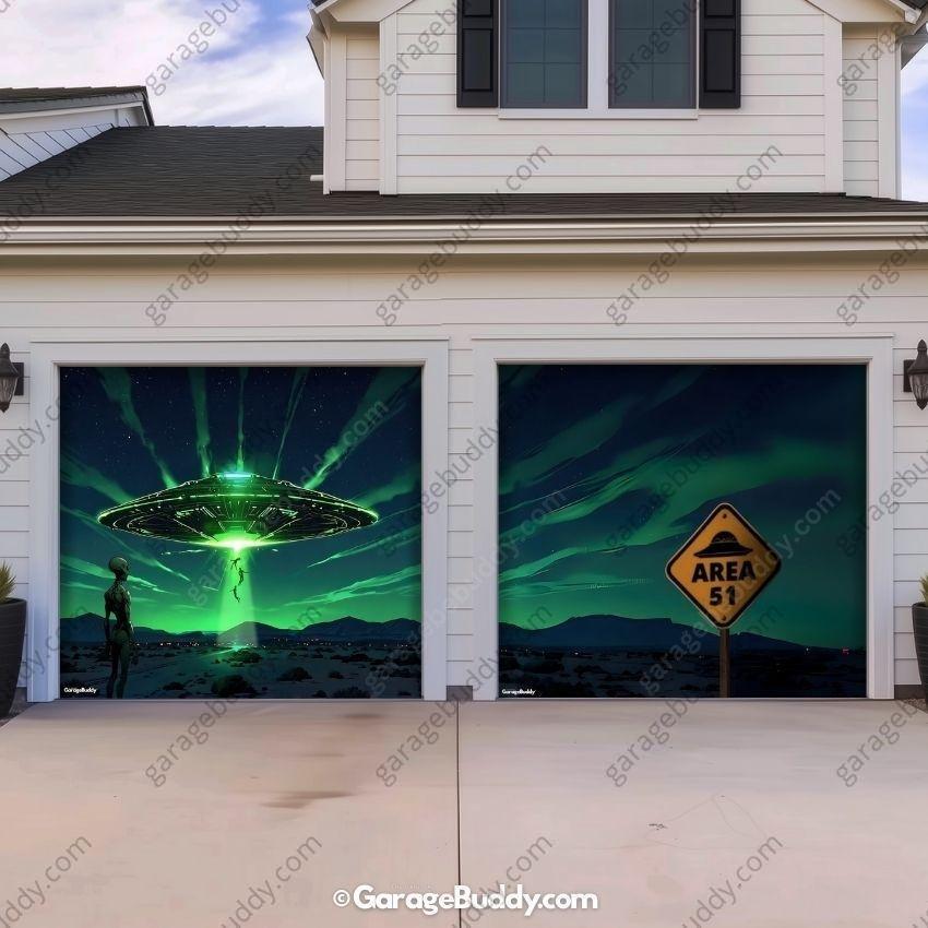 Alien Abduction (Glow) | Halloween Garage Door Cover