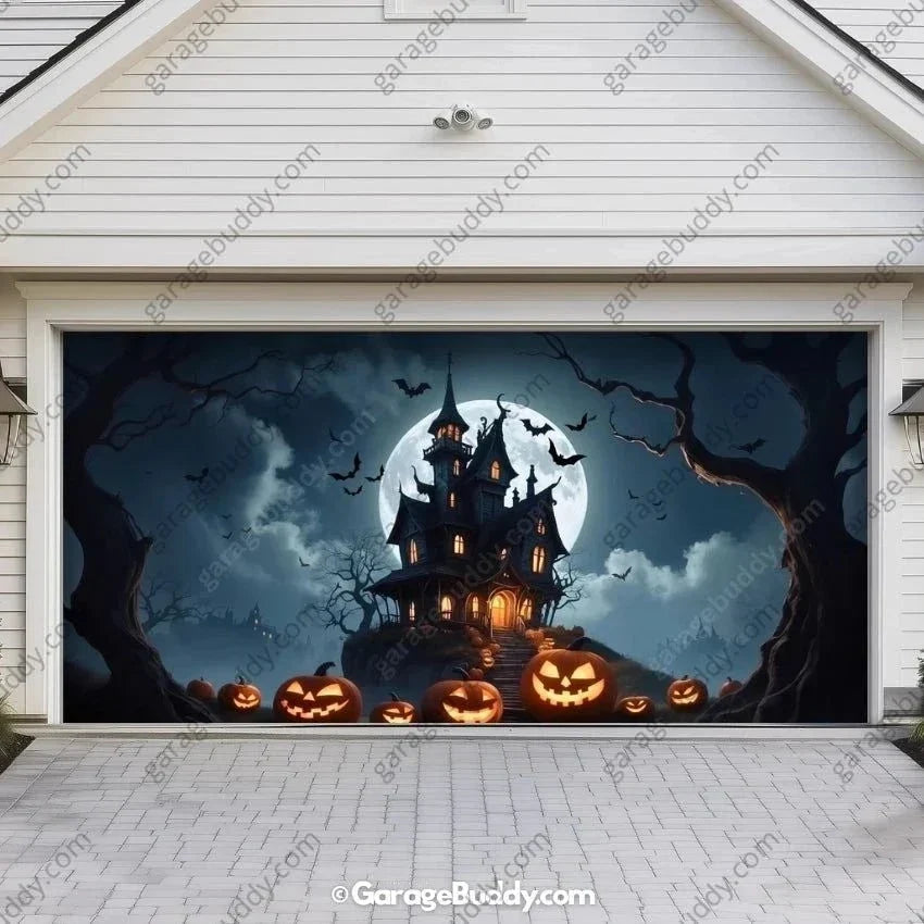 Haunted House (Glow) | Halloween Garage Door Cover