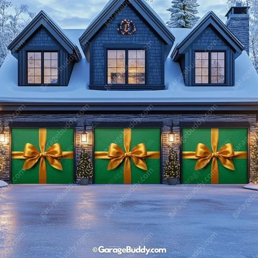 Gift Wrap (Green) | Christmas Garage Door Cover