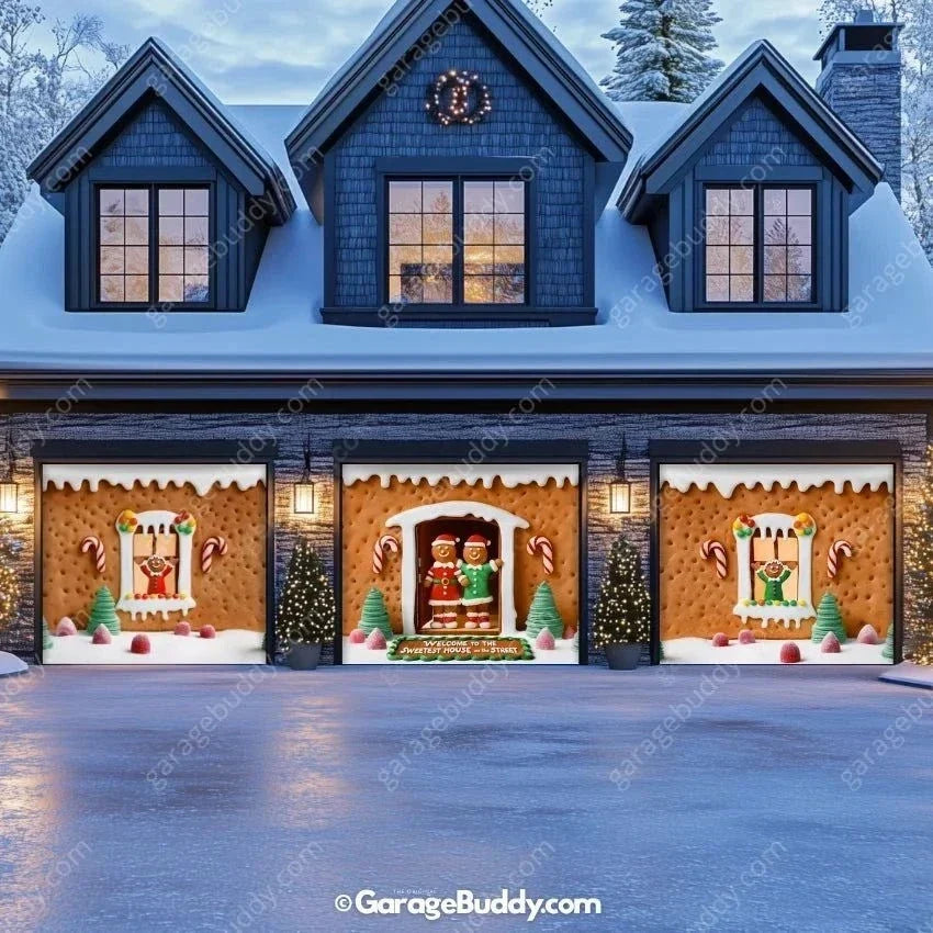 Gingerbread Family | Christmas Garage Door Cover