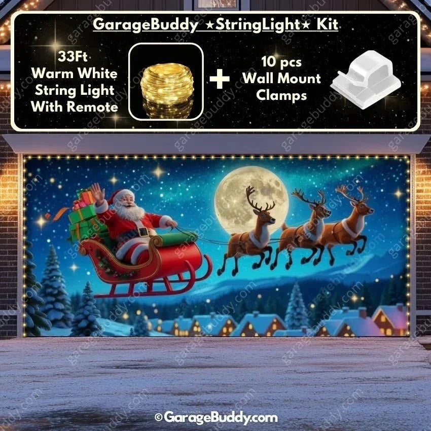 Santa's Flight | Christmas Garage Door Cover