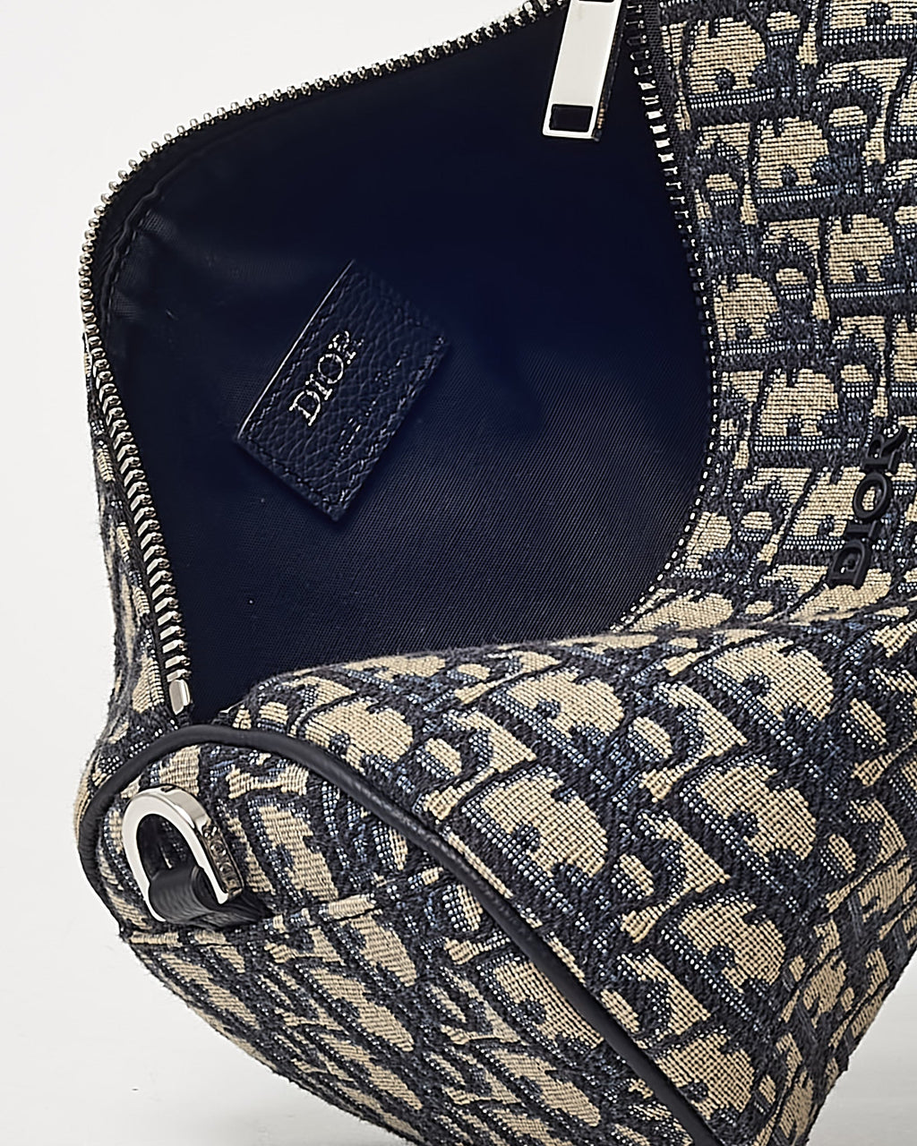 Dior Navy Blue Monogram Oblique Canvas Roller Messenger Crossbody Bag