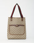Gucci Vintage Beige and Brown GG Monogram Plus Coated Canvas Sherry Line Shopping Tote