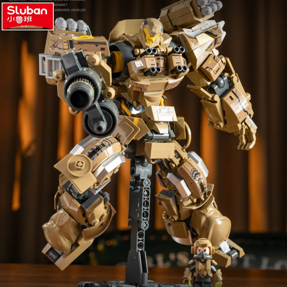 Sluban Military Robot Drive Model Science Fiction Future Wars Armed Support Building Blocks Educational Toy for Children