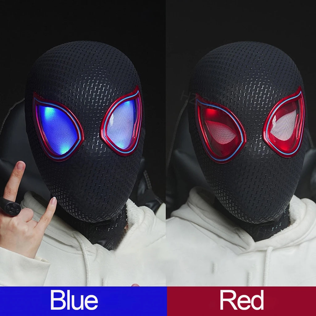 1:1 Miles Morales Mask with Movable Eyes Mascara Electric Gwen Spider-Man Helmet Ring Control Halloween Cosplay Mask Toy Gift