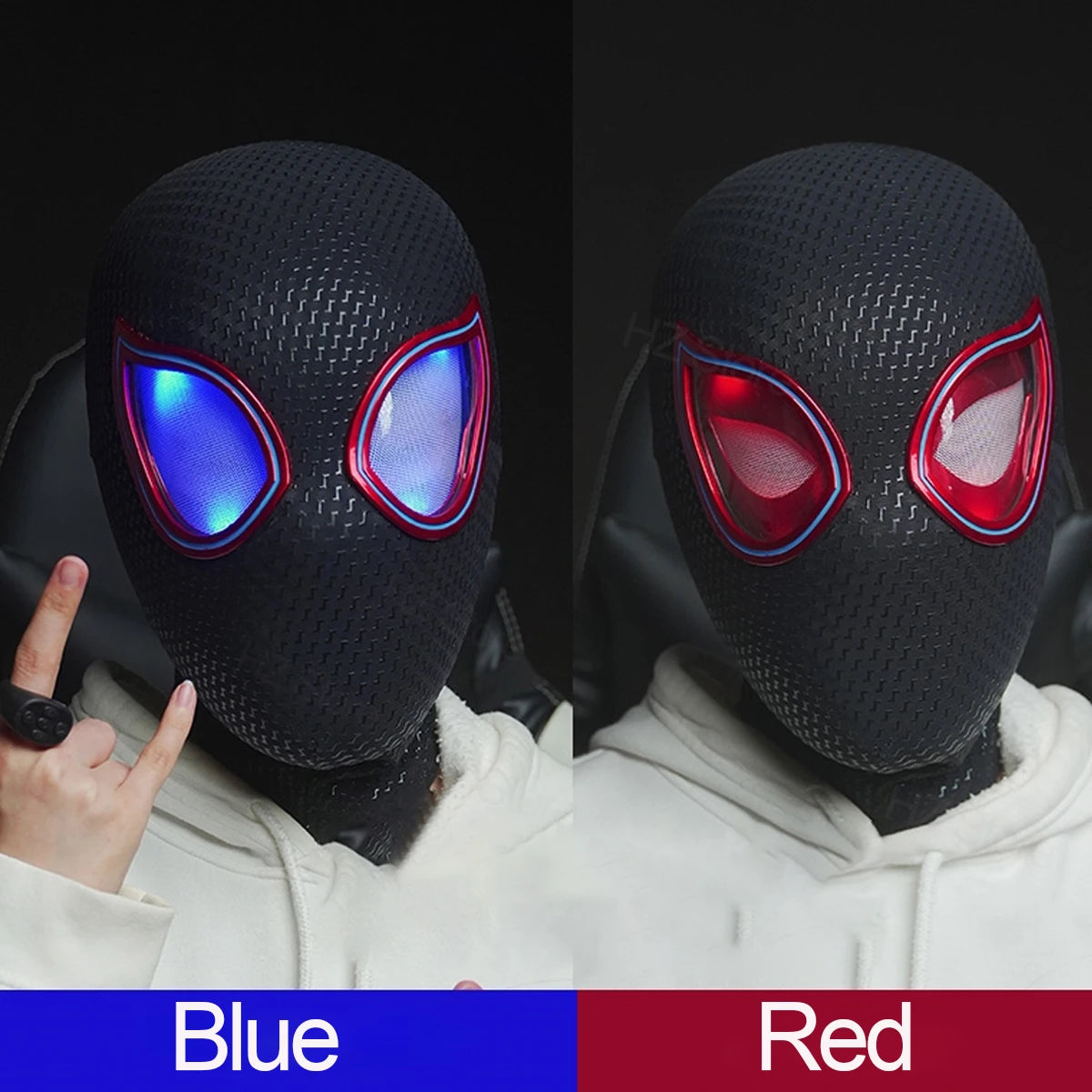 1:1 Miles Morales Mask with Movable Eyes Mascara Electric Gwen Spider-Man Helmet Ring Control Halloween Cosplay Mask Toy Gift