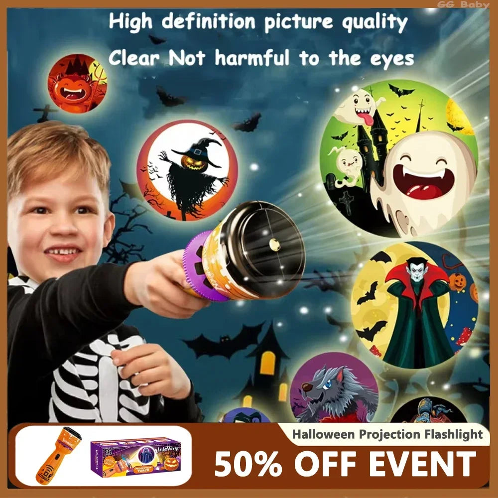 Halloween Projection Flashlight, Early Education Puzzle Development Toy, 24 Patterns Projector Torch Baby Toys, Hallowmas Gifts - AliExpress 26