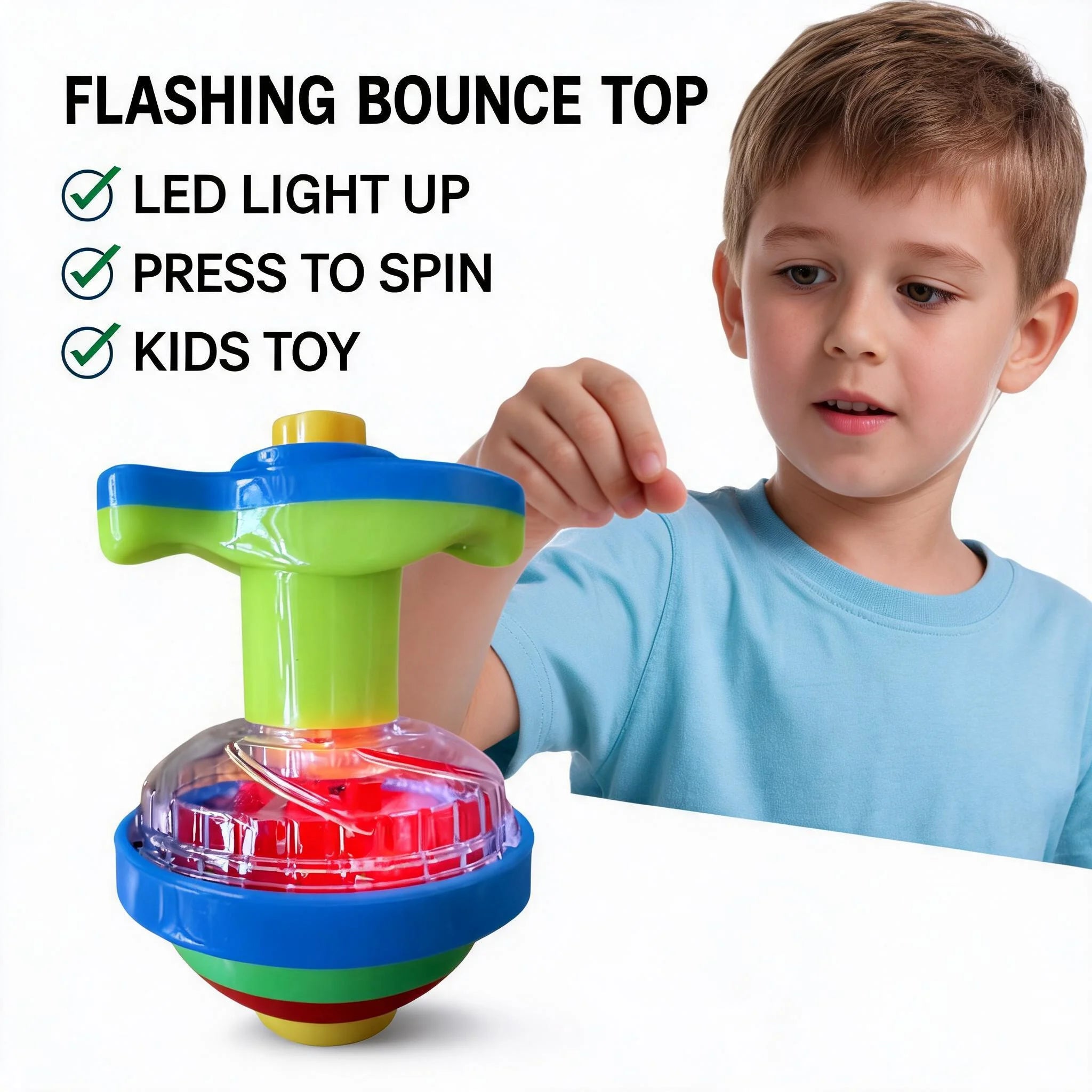 LED Light Up Bouncing Gyro Toy Flashing Spinning Top No Music Glowing Stress Relief Toy Kids Birthday Party Favors Gift for Boys - AliExpress
