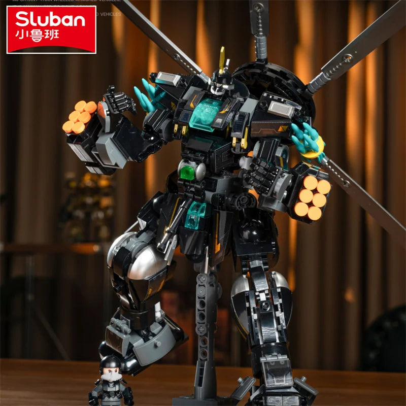 Sluban Military Robot Drive Model Science Fiction Future Wars Armed Support Building Blocks Educational Toy for Children