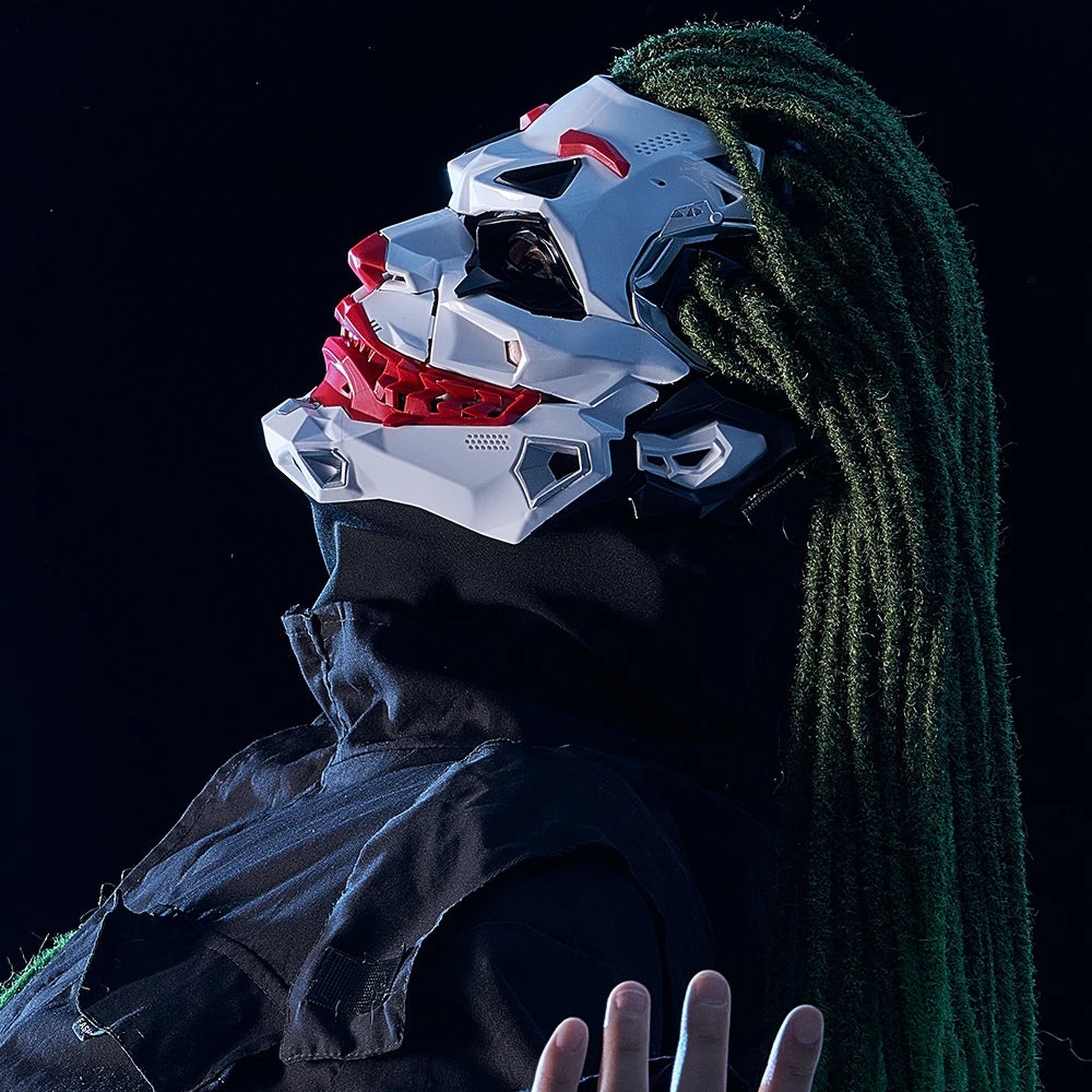 Cyberpunk Joker Masks with Clown Braids Cosplay Clown Costume Party Props Halloween Anime Role-Playing Gifts Toys for Adults