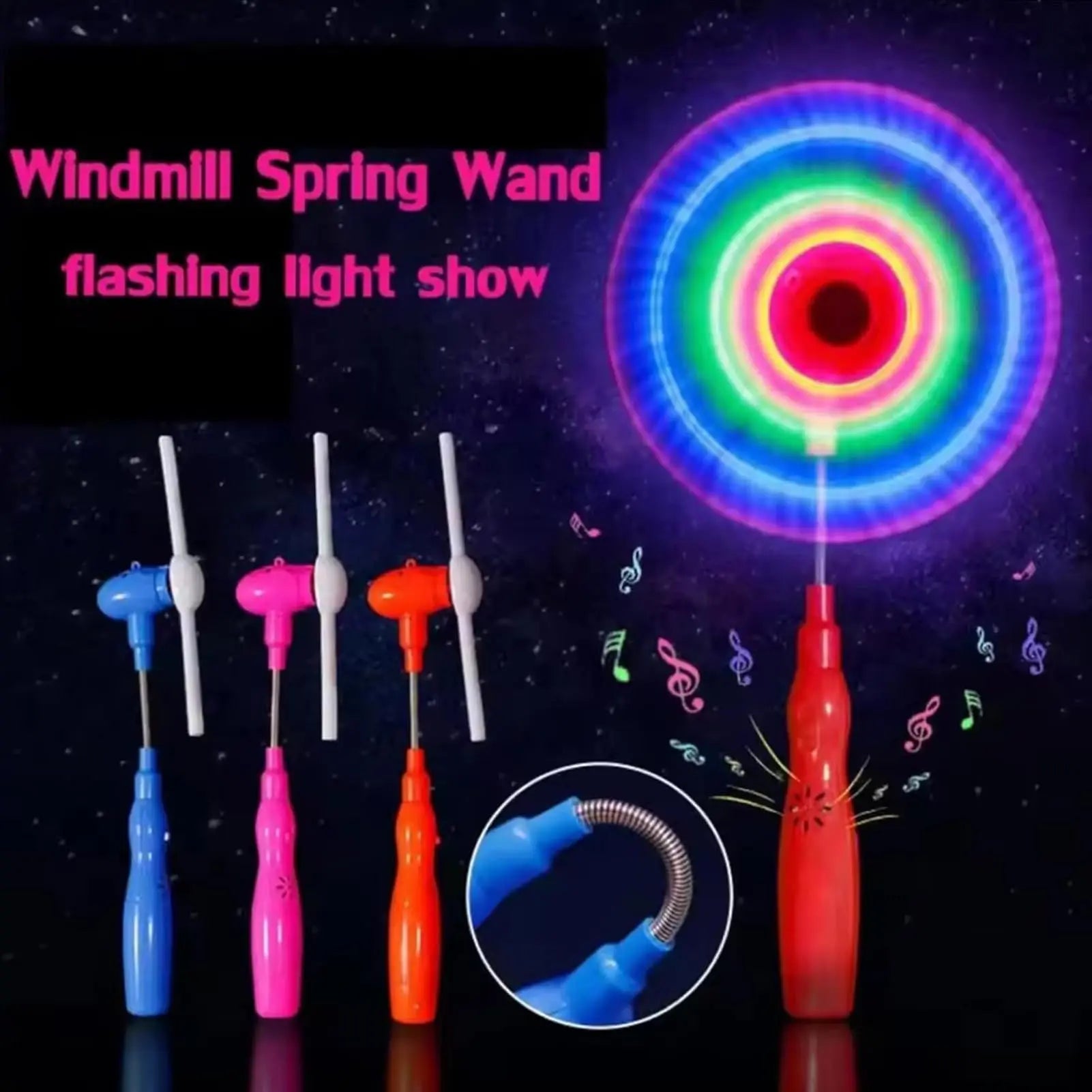 Electric LED Music Bar Colorful Shining Music Sticks Electric Rotary Handheld Light Up Windmill Fan Random Color No Batteries
