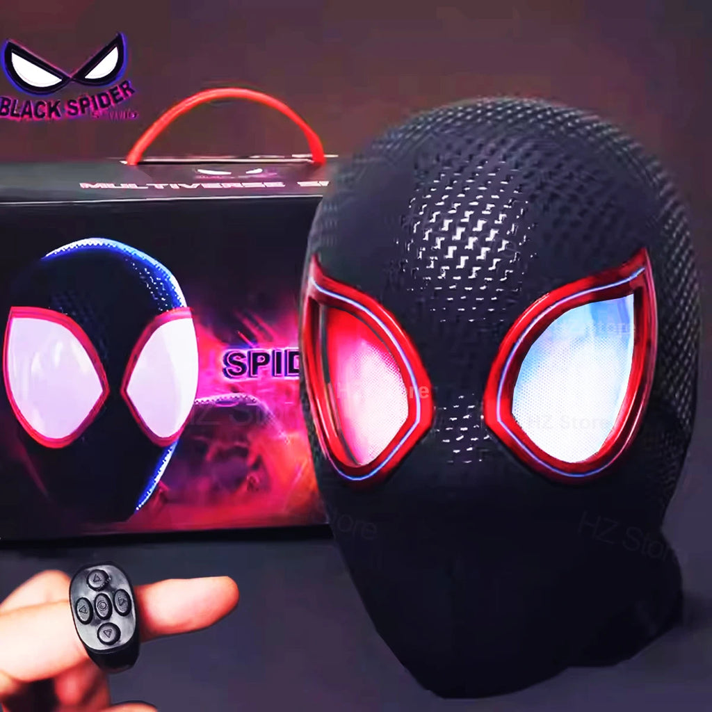 1:1 Miles Morales Mask with Movable Eyes Mascara Electric Gwen Spider-Man Helmet Ring Control Halloween Cosplay Mask Toy Gift