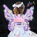 Electric Butterfly Wings with LED Light Music Flashing Flapping Fairy Toy for Kids Gift Cosplay Dress Up Angel Girls Toy