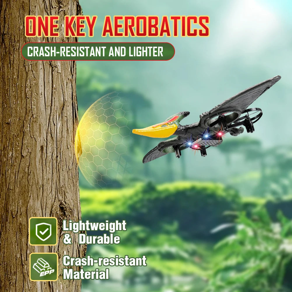 RC Plane Pterosaur 2.4G 6-Axis Gyro EPP Foam RC Aircraft With Led Light One Key Take Off 360 Rotation RC Glider Flying Toys