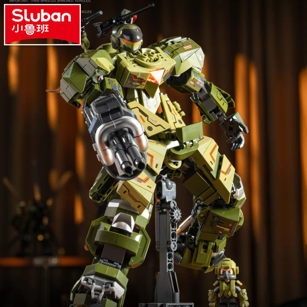 Sluban Military Robot Drive Model Science Fiction Future Wars Armed Support Building Blocks Educational Toy for Children