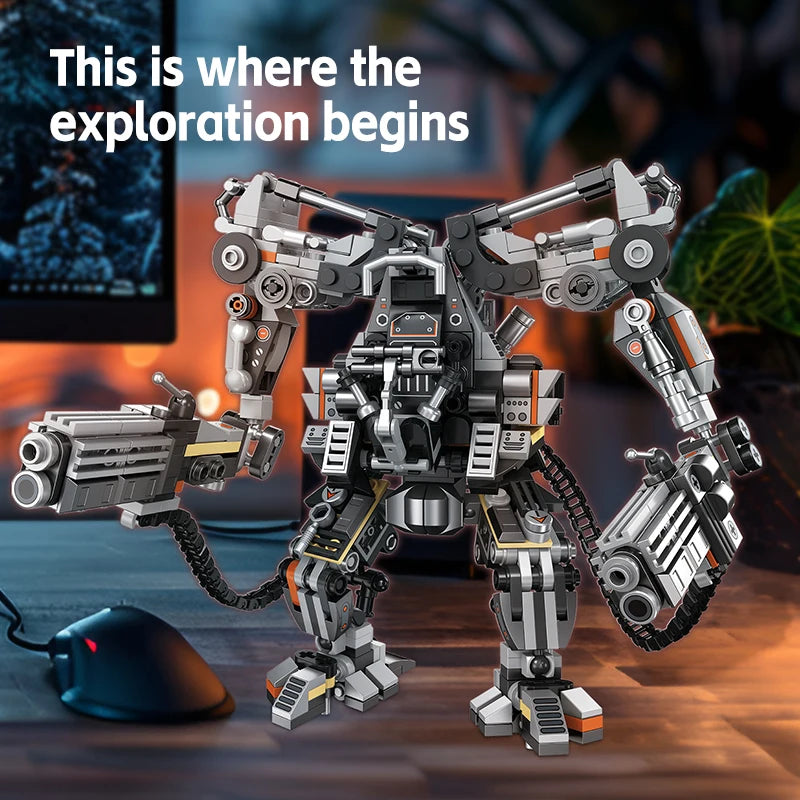 Science Fiction Building Blocks Action Robot Mecha Bricks MOC Toys Christmas Gifts Set Adult Desktop Decoration