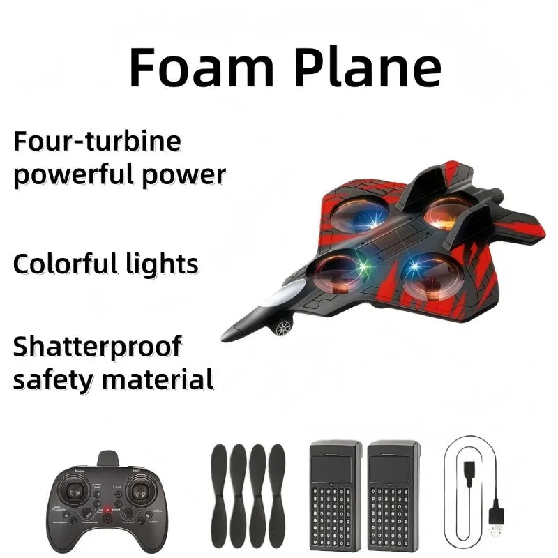 Glider Flying Helicopter RC Hobby Jet Plane 2.4G Stunt Remote Control Foam Fighter Airplane Toy With Light