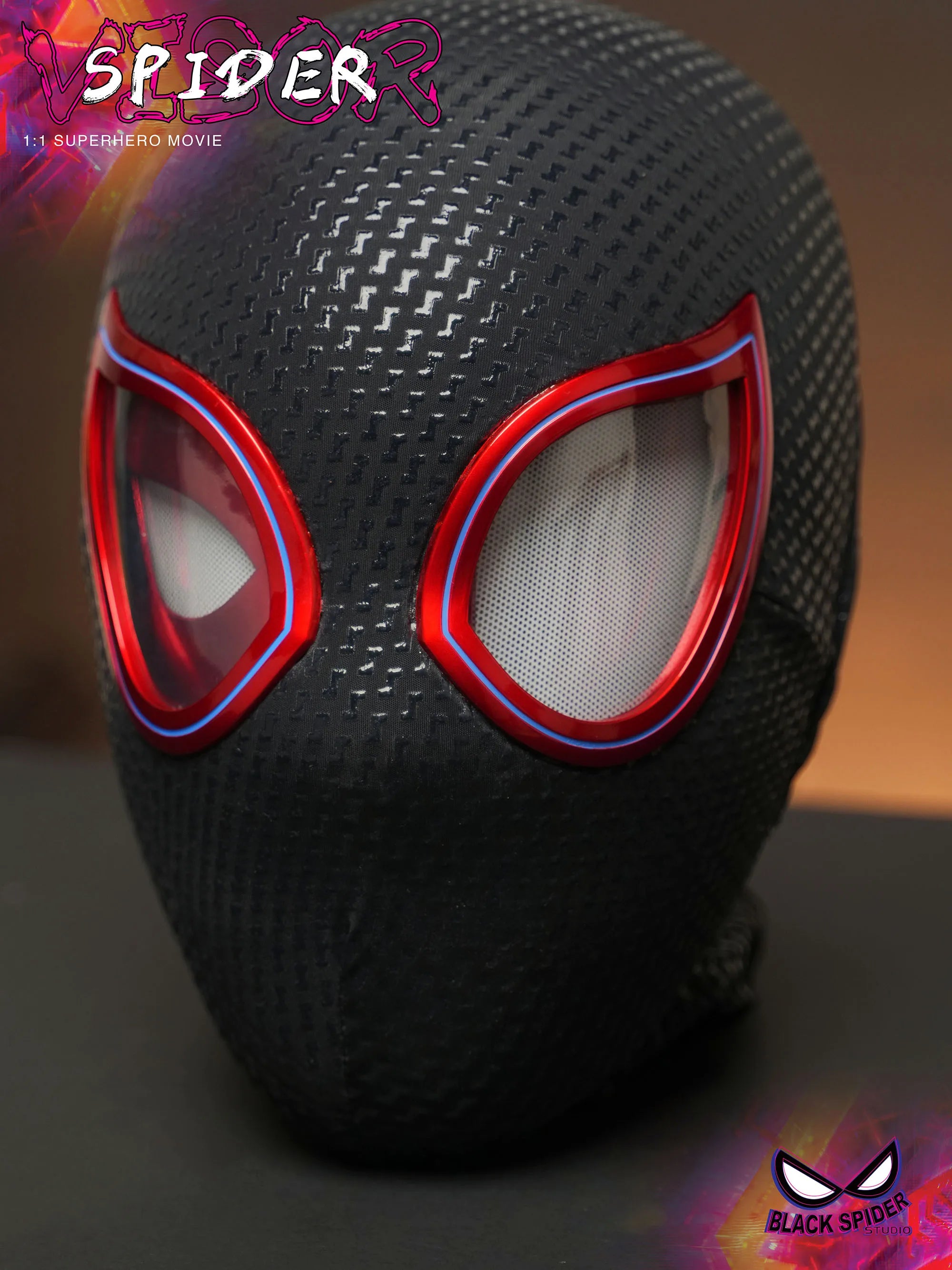1:1 Miles Morales Mask with Movable Eyes Mascara Electric Gwen Spider-Man Helmet Ring Control Halloween Cosplay Mask Toy Gift
