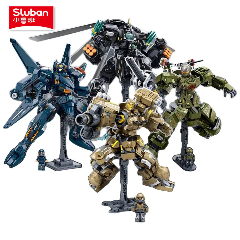 Sluban Military Robot Drive Model Science Fiction Future Wars Armed Support Building Blocks Educational Toy for Children