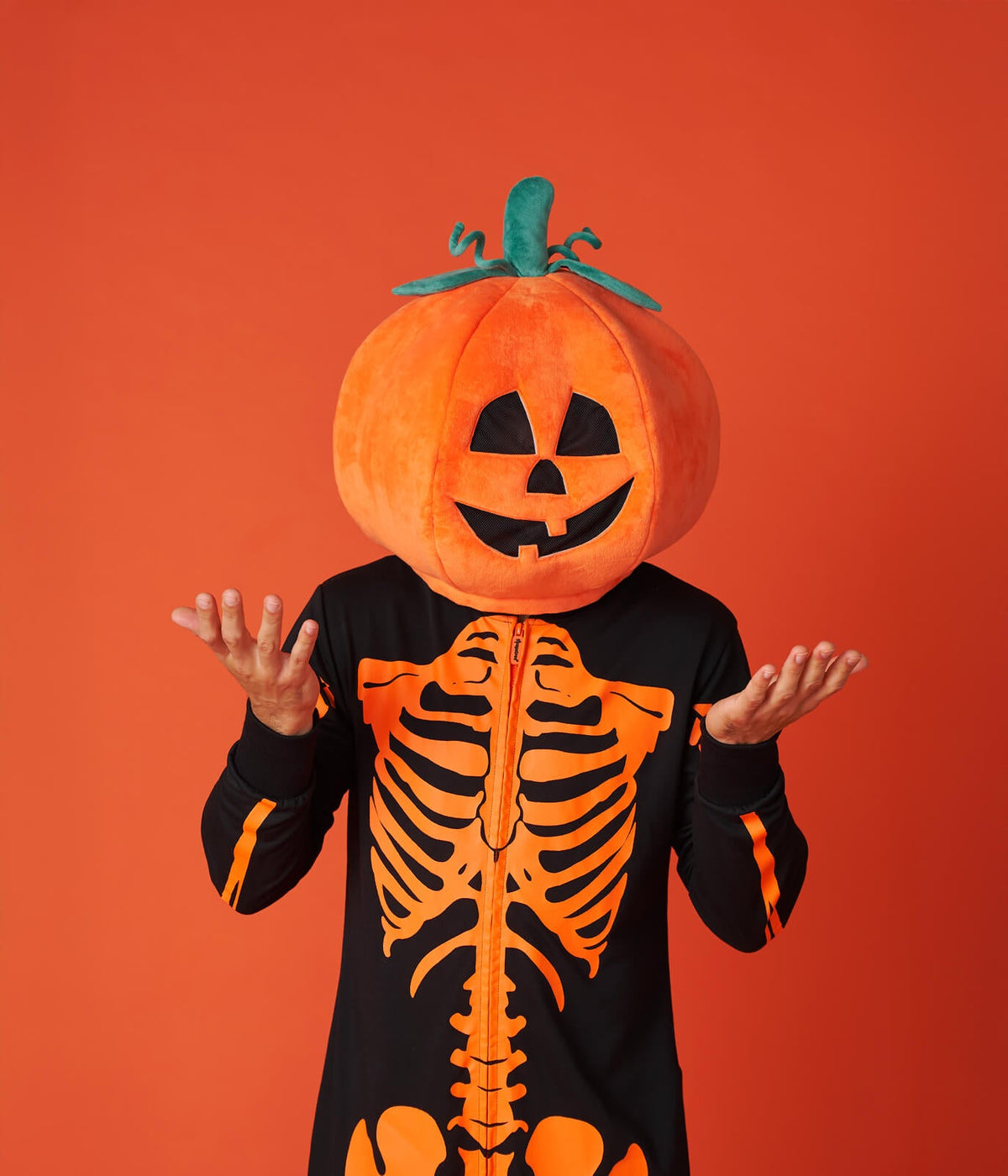 Men's Pumpkin Head Skeleton Costume