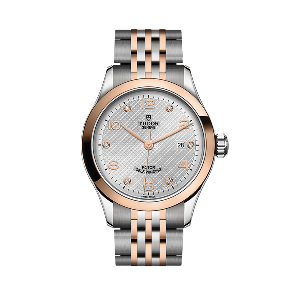 1926 Rose Gold Two-Tone 28mm - Silver, Diamond-Set on Bracelet