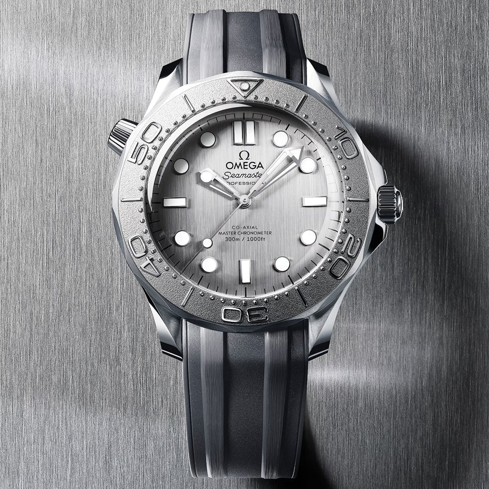 Seamaster Diver 300M Titanium Bezel 42mm - Grey on Rubber Strap