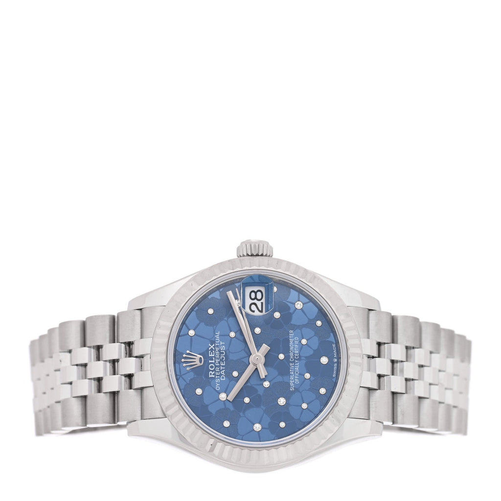 Stainless Steel 18K White Gold Diamond 31mm Oyster Perpetual Datejust Watch Azzurro Blue Floral 278274