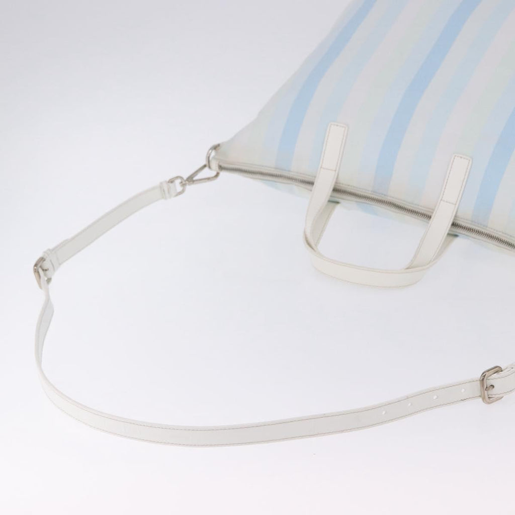 PRADA Tote Bag Canvas 2way Light Blue Silver B2052G Auth am12349A
