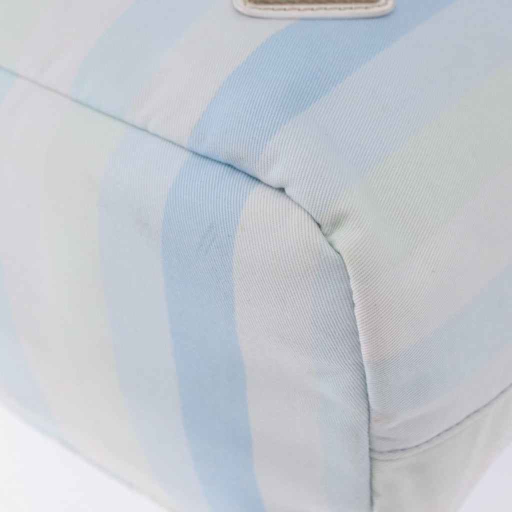 PRADA Tote Bag Canvas 2way Light Blue Silver B2052G Auth am12349A