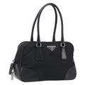 PRADA Hand Bag Nylon Leather Black Silver Auth am12578V