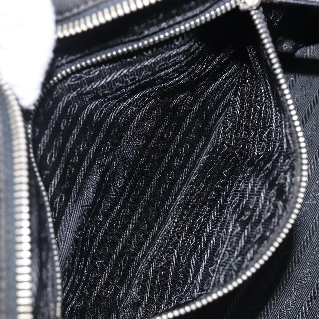 PRADA Hand Bag Nylon Leather Black Silver Auth am12578V