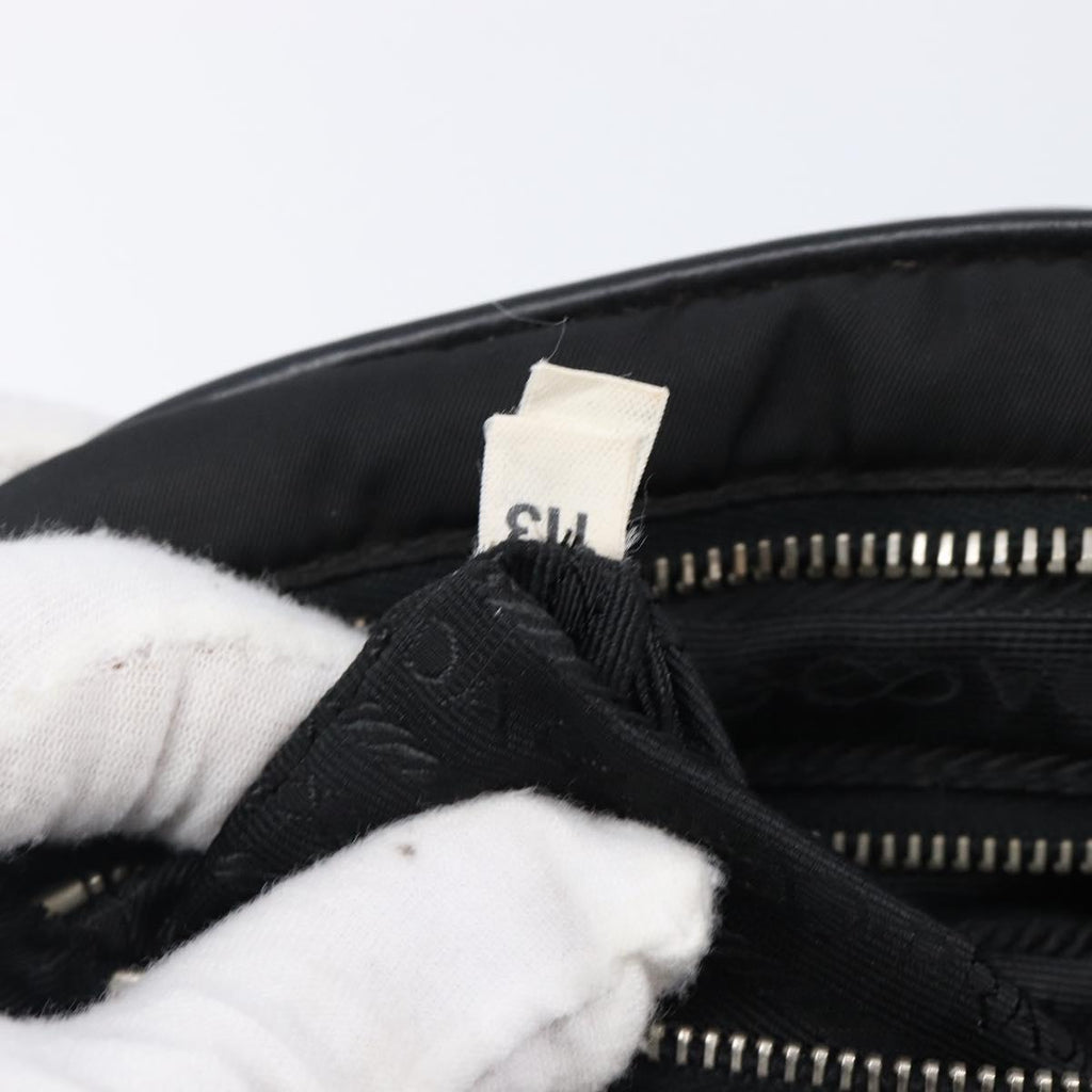 PRADA Hand Bag Nylon Leather Black Silver Auth am12578V