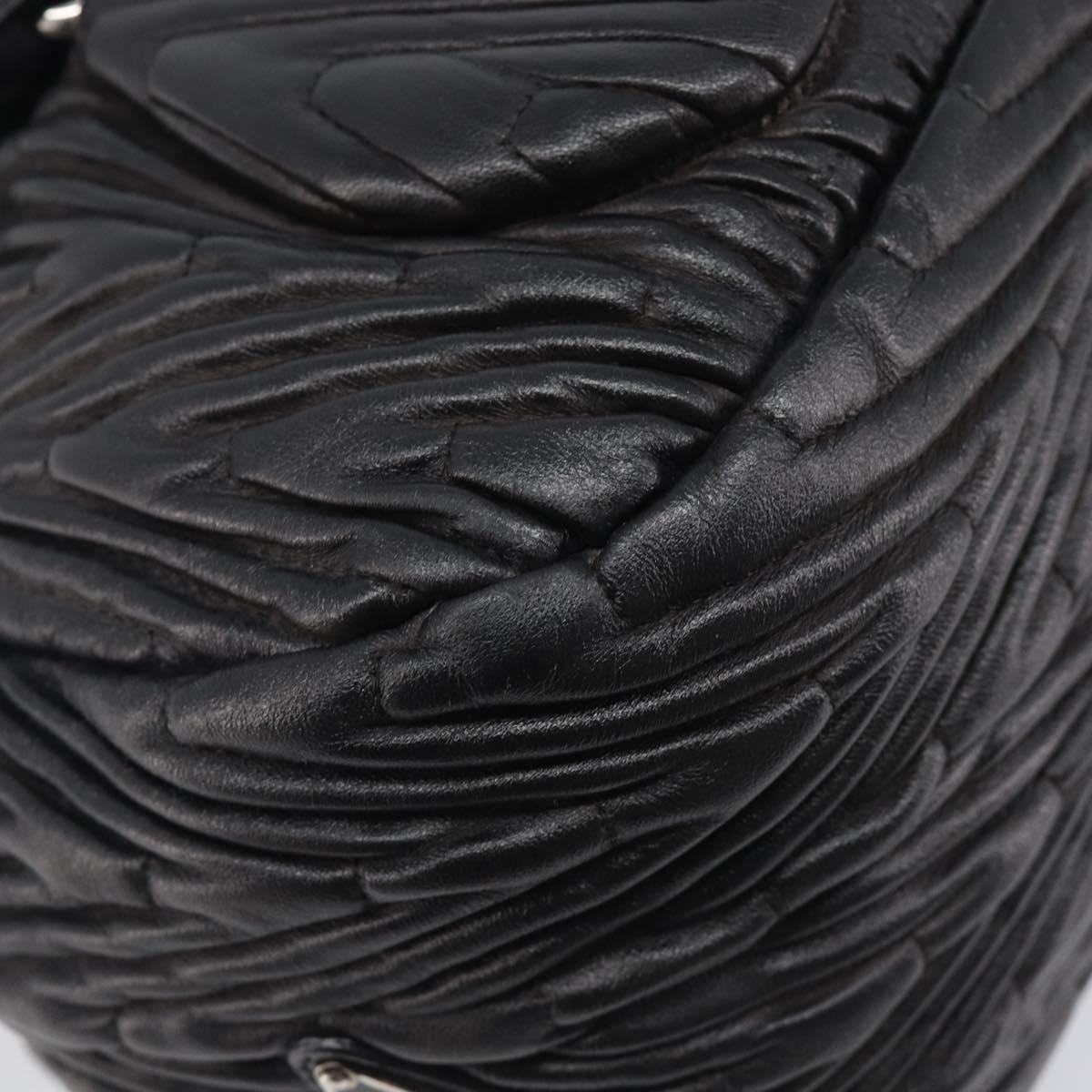 PRADA Hand Bag Leather Black Silver BN1235 Auth am12716A