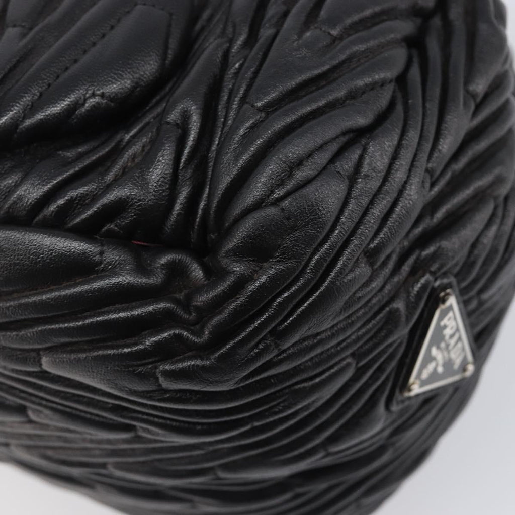 PRADA Hand Bag Leather Black Silver BN1235 Auth am12716A